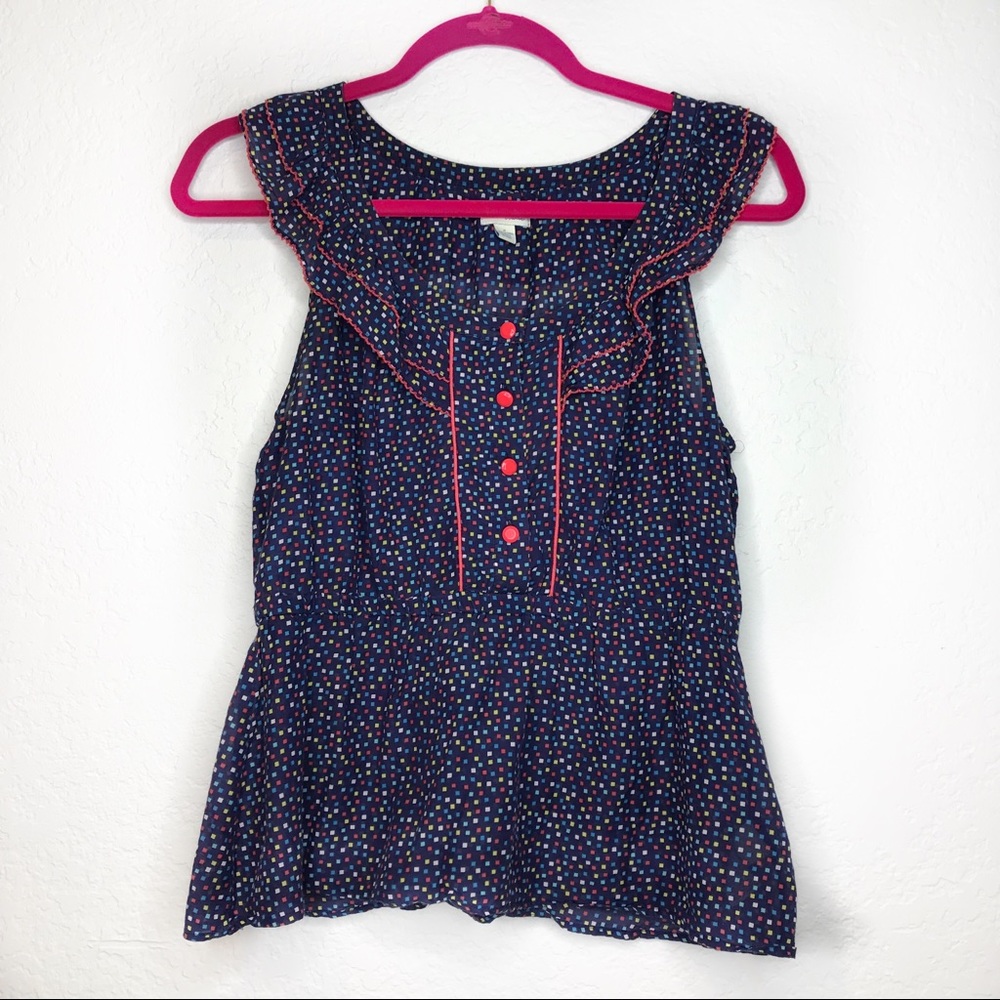 Anthropologie Odille Navy blue peplum Top size 2💙